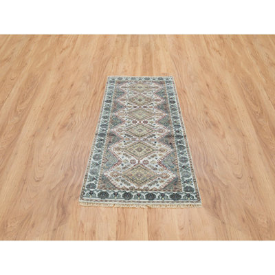 Sahaana One-of-a-Kind 2'8" X 6' New Age Runner Wool Area Rug Gray
