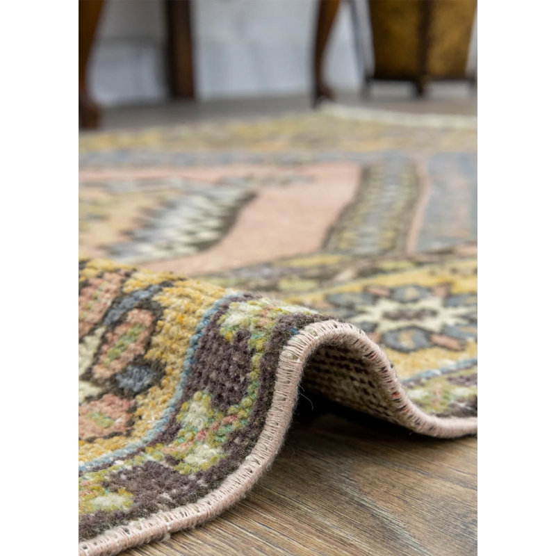 Tapis en laine tissé à la main à motif géométrique Kisre