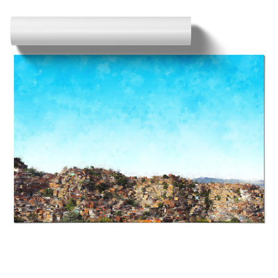 Rooftops in Caracas Venezuela Painting - Frameless Print