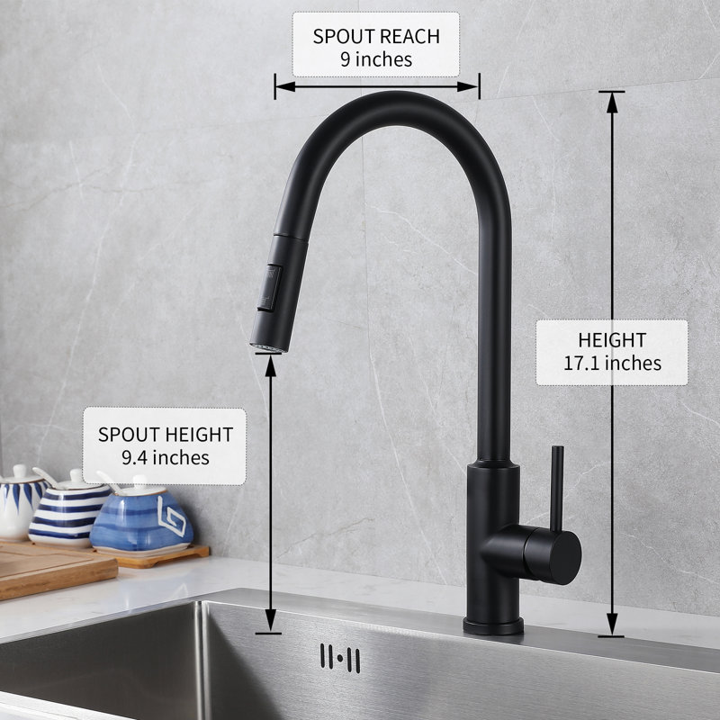 Robinet de cuisine Wareokol, Noir mat