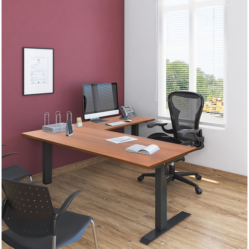 Bureau pour travailler debout en L Harksdale, Teck