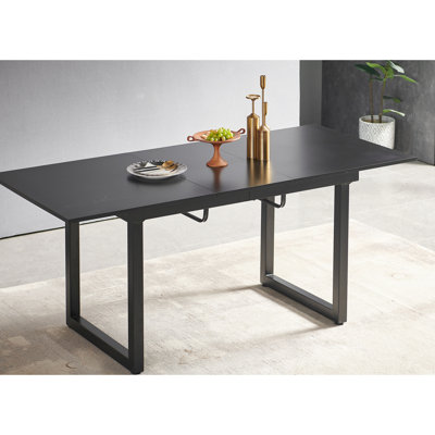 Table carrée à pieds en métal, noir, table de salle à manger moderne avec pieds, Touchpoint