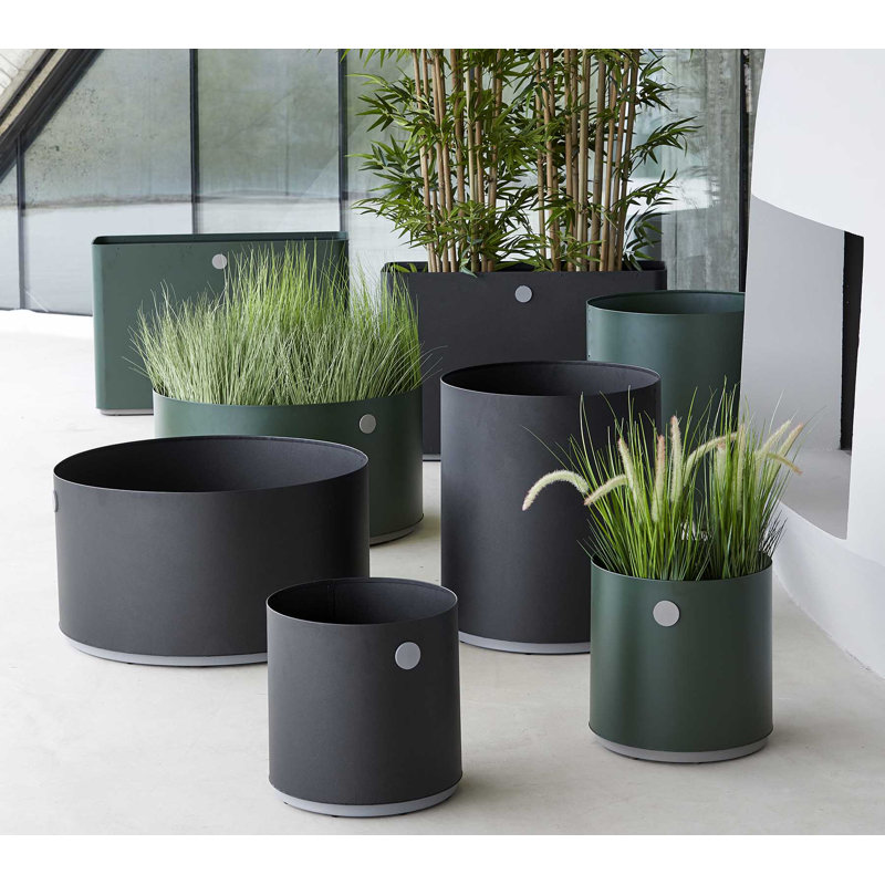 Grow Metal Planter, Dark Green/Taupe, 15" H x 15" W x 15" D 