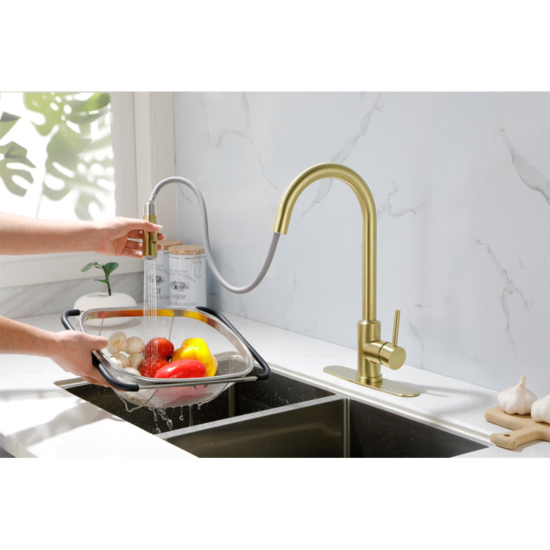 Kitchen Faucet With Pull Down Sprayer, Gold