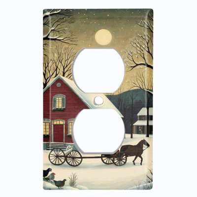 Metal Light Switch Plate Cover; US Standard Size 1 Gang Toggle - Snowy Farmstead