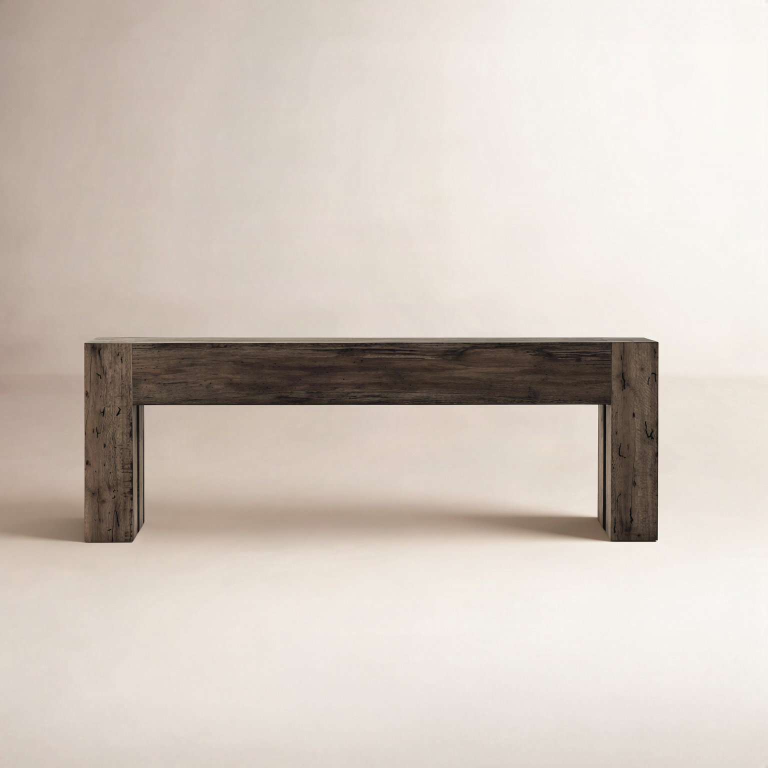 Lockney Oak Console Table, 33" H x 86" W x 20.25" D, Ebony Rustic Wormwood Oak