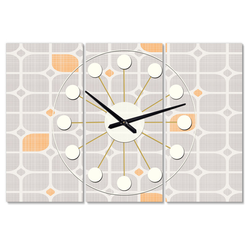 Très grande horloge murale rétro géométrique ii Mid-Century