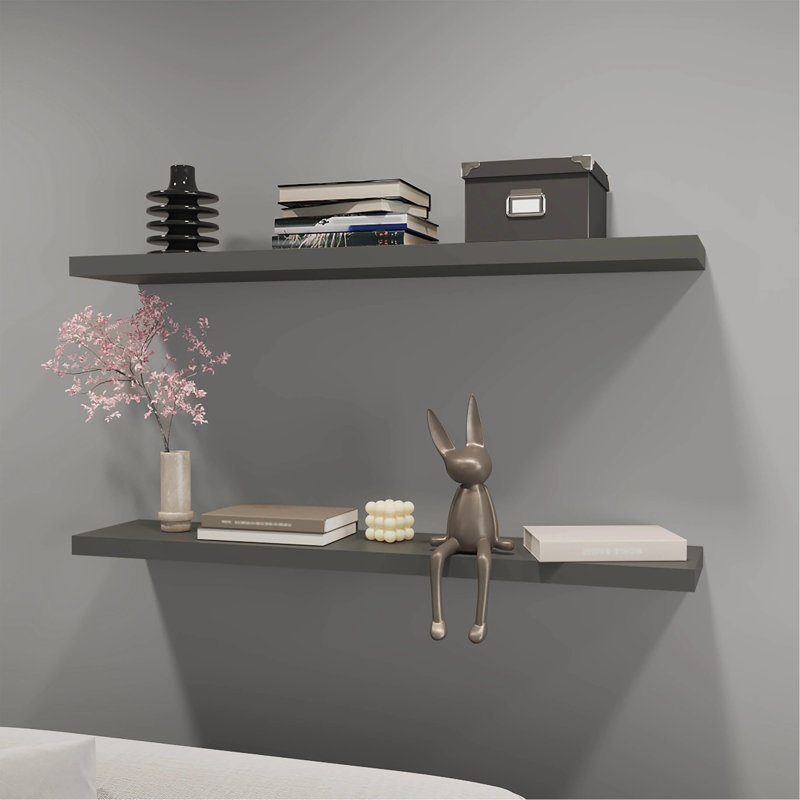 Grey Floating Shelf, Gray, 1.5"H x 47.3"W x 9.8"D