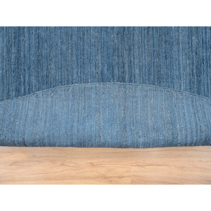 Tapis oriental rond en laine bleu tissé à la main 11 pi 9 po x 11 pi 9 po - MOA10264566, Rond 11 pi 9 po