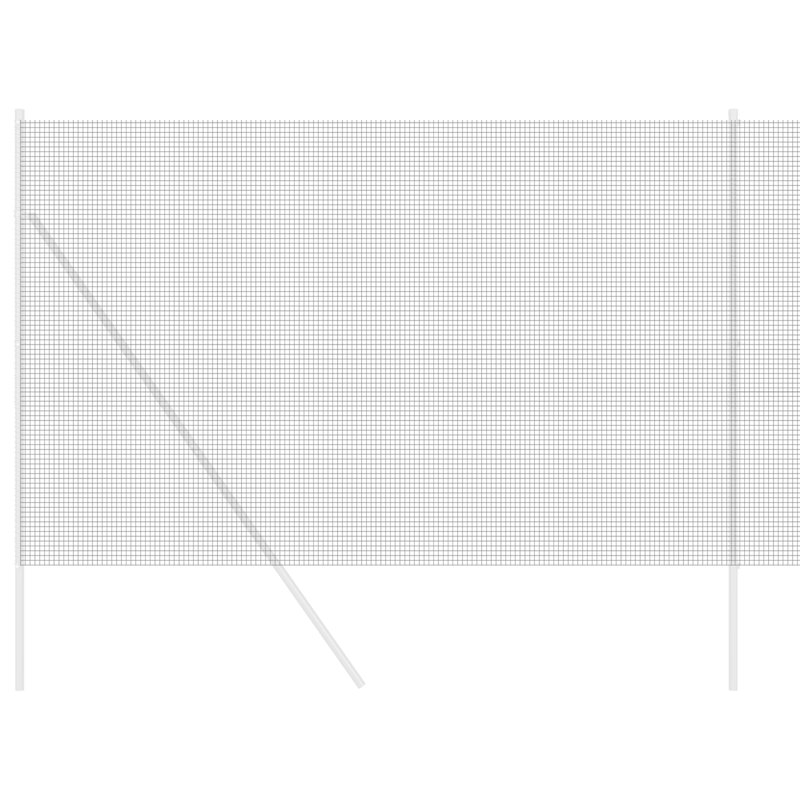 Welded Wire Fence With 7 Flanged Posts Steel, Grey, 150cm H x 1000cm W