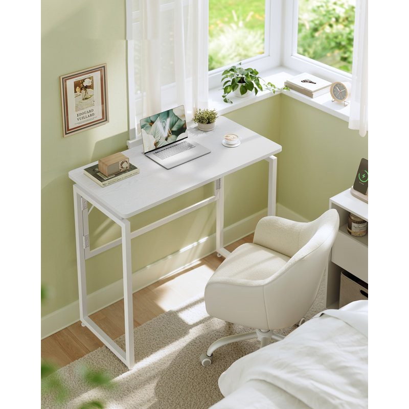 Adjustable Metal Base Computer Desk, White, White