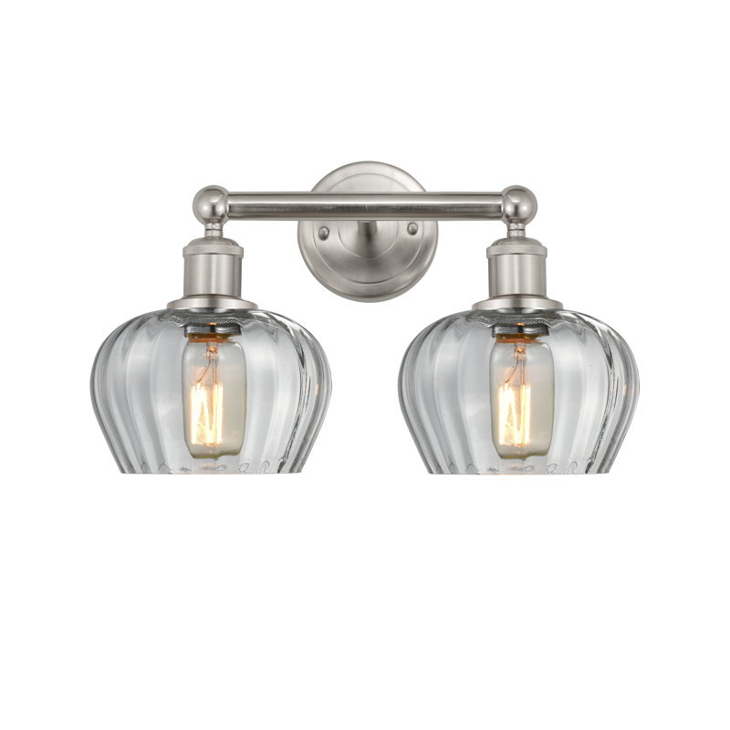 Éclairage pour meuble-lavabo 2 lumières 15,5 pouces Noille, Transparent, Nickel satiné brossé