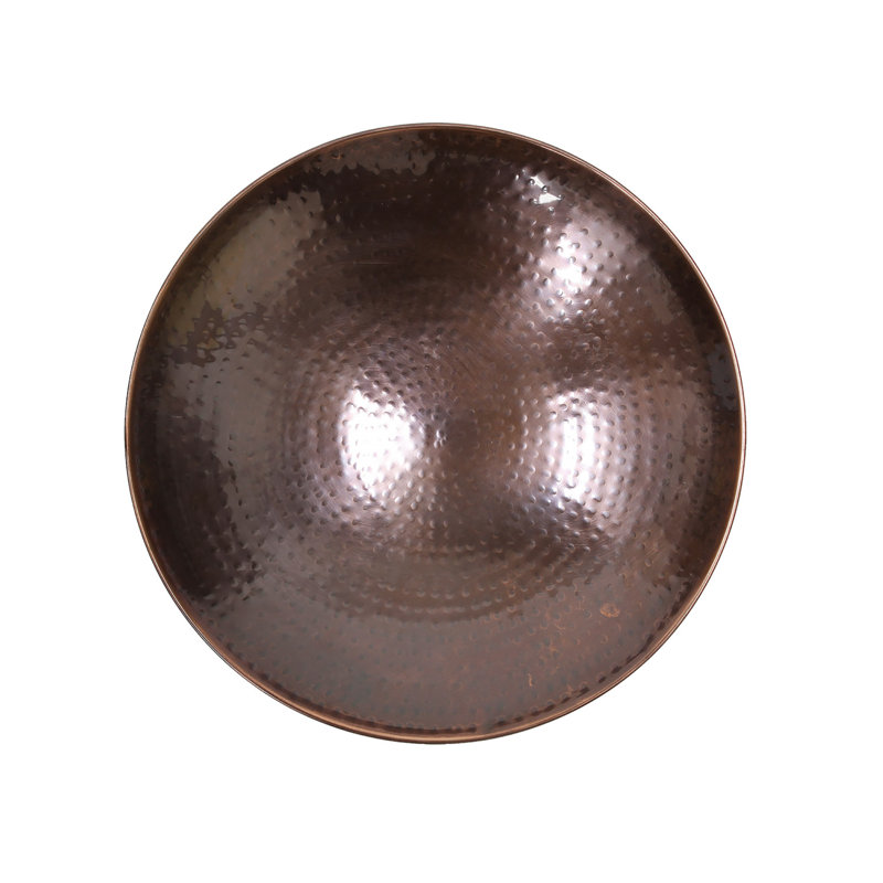 Burnt Copper 15" Hammered Birdbath with Rail Mount Bracket