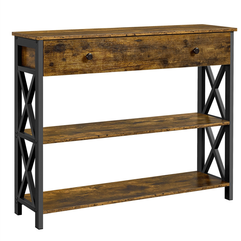 Vintage Wooden Console Table, Rustic Brown/Black, 80cm H x 30cm W x 100cm L