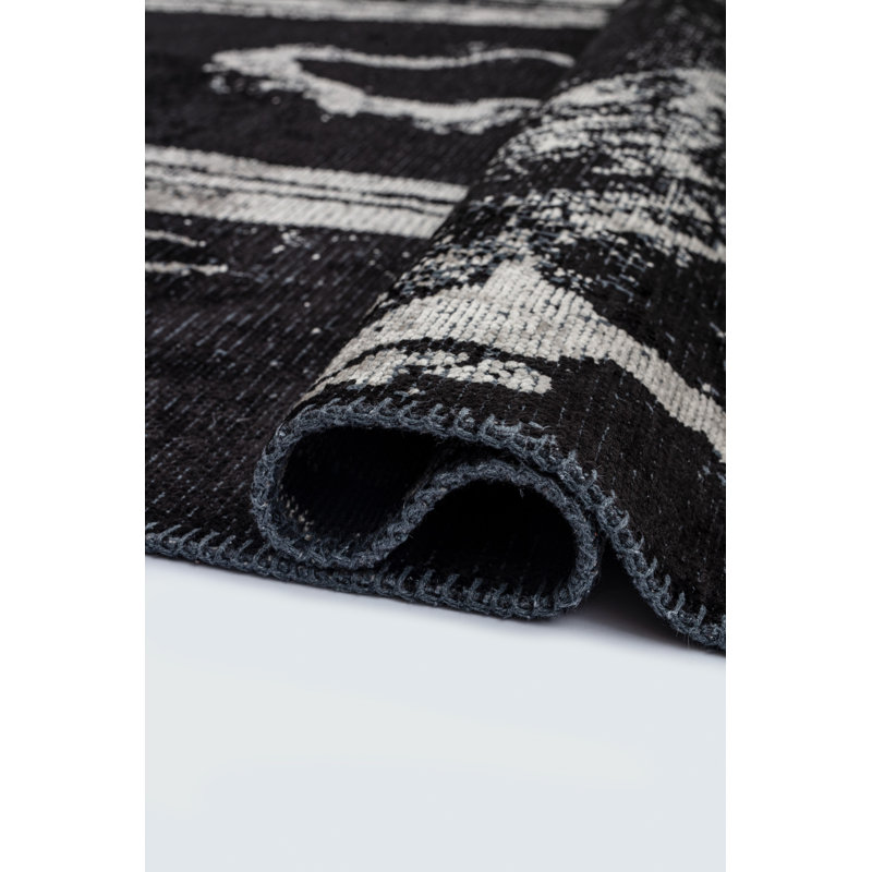Rapture Gray/Black Abstract Luxury Area Rug, Rectangle 7'10" x 9'10"