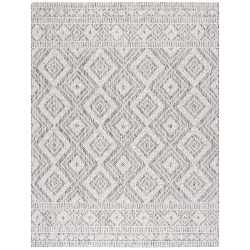 Tapis d'intérieur / extérieur à motif géométrique Courtyard Performance, Rectangle 8 pi x 10 pi