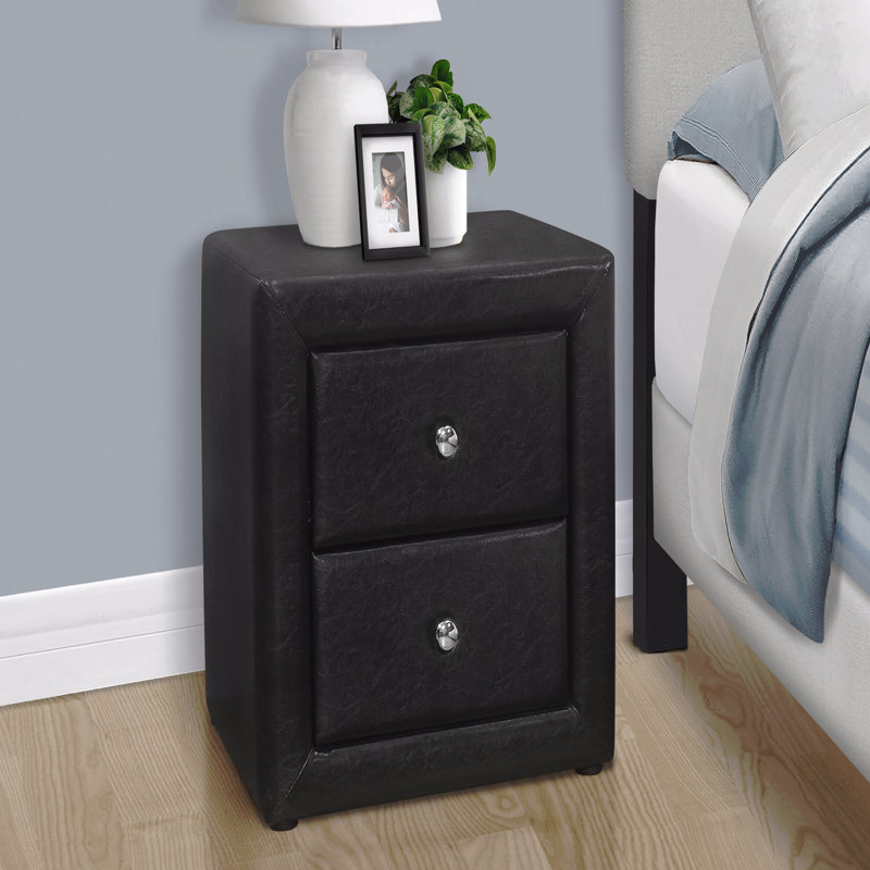 Table de chevet, bout, côté, lampe, tiroir de rangement, chambre à coucher, revêtement, Noir