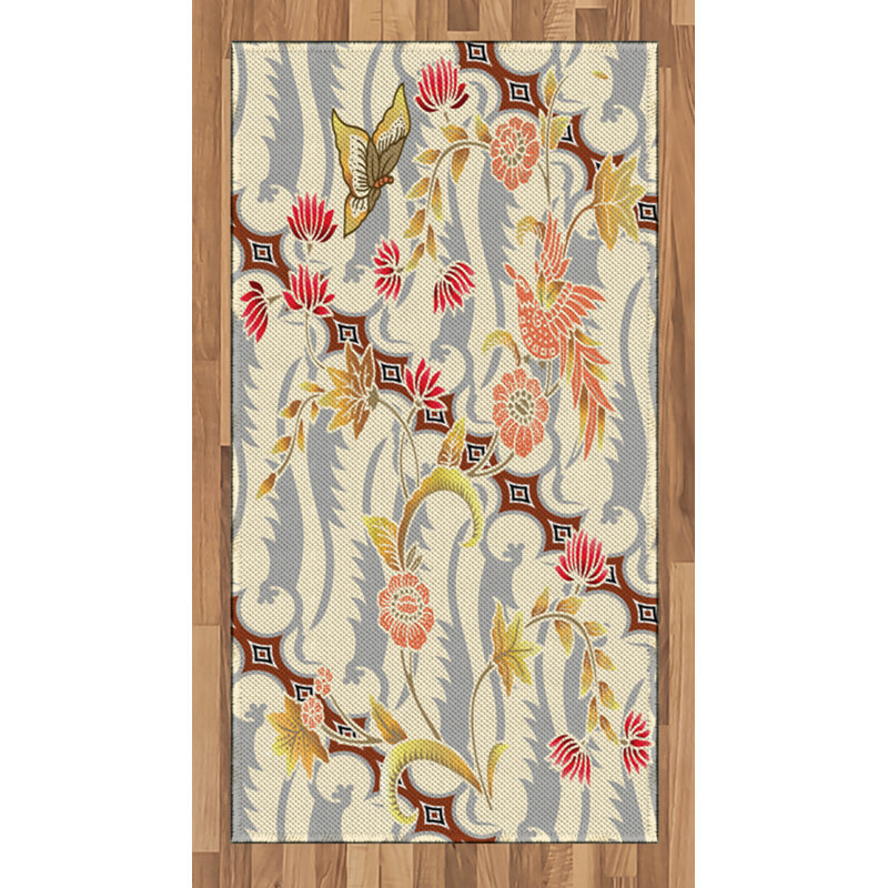 Floral High Density Long Fiber Poly Threads Decorative Area Rug Carpet, Rectangle 2'7" x 5'