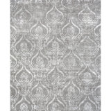 Himalayan Art Damask Area Rug in Silver