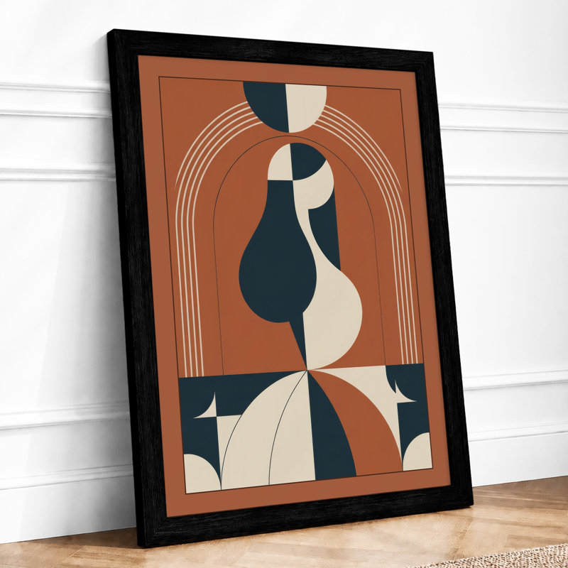 Symmetrical Forms Geometric - Framed Print, A2 - 59.4 x 42.0 cm, Black