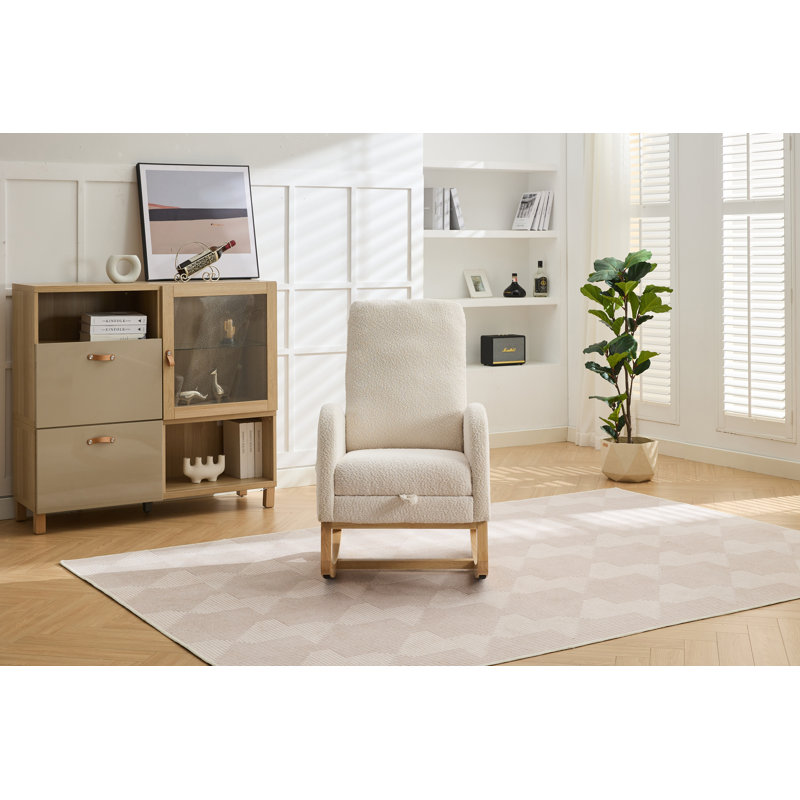 Accent Rocking Chair With Footrest, Green, Natural