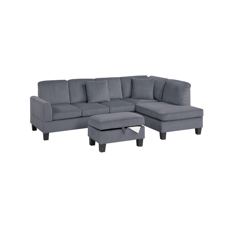Ensemble de canapé modulaire 3 pièces RAF, H 35 po x l 66 po x P 33 po, Gris foncé