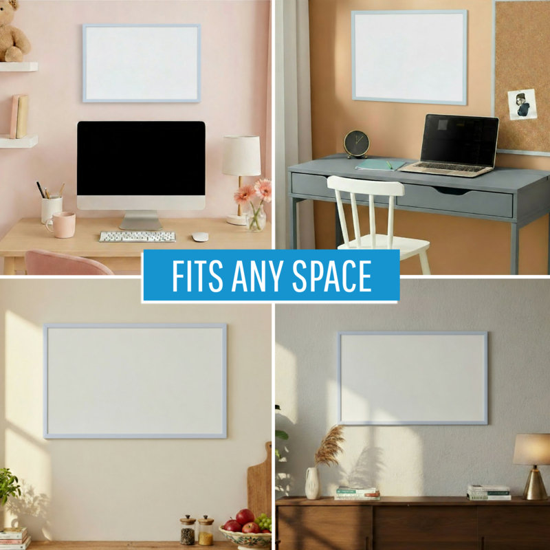 Tableau blanc magnétique effaçable à sec MasterVision, 36 po x 24 po, cadre bleu, tableau blanc décoratif pour la cuisine, le dortoir ou la salle de classe, décoration murale pour le bureau personnel