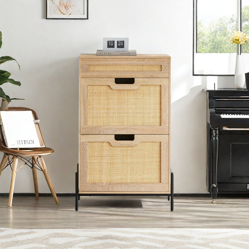 12 Pair Shoe Storage Cabinet, Oak Wood