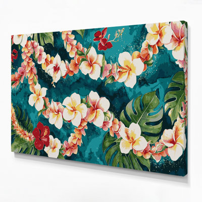 Hawaiian Hawaiian Lei Blue Canvas Wall Art