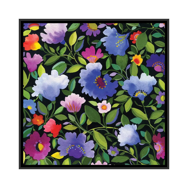 «India Garden II», reproduction sur toile, H 37 po x l 37 po x P 1,5 po, Toile avec cadre noir, Pas de tapis