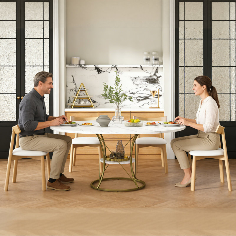 Ensembles de table de salle à manger extensible avec marbre et bois pour les cuisines modernes
