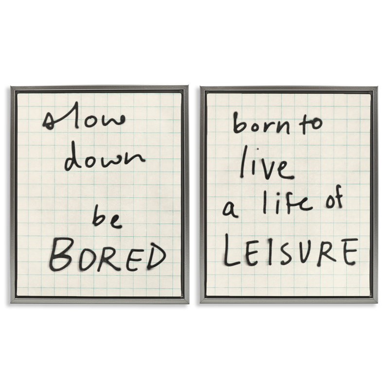 Ensemble de 2 toiles flottantes Leisure Life Be Bored, design par Victoria Barnes, H 21 po x l 17 po