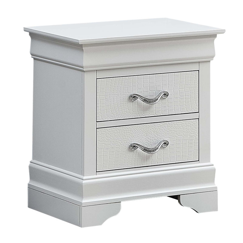 Table de chevet en bois avec des tiroirs complexes, Blanc