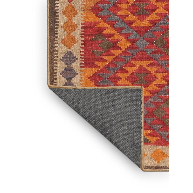 Tapis noir/orange/beige contemporain Gerhilde, Rectangle 8 pi x 12 pi