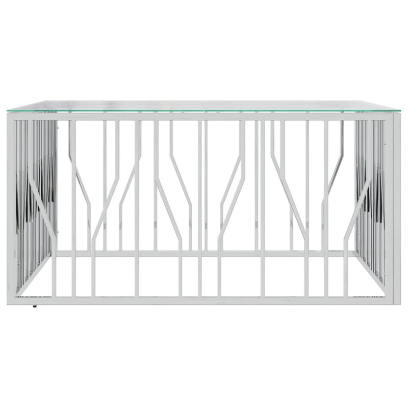 Ivy Bronx Coffee Table 39.4"X39.4"X19.7" Stainless Steel And Glass, 19.7" H x 39.4" L x 39.4" W
