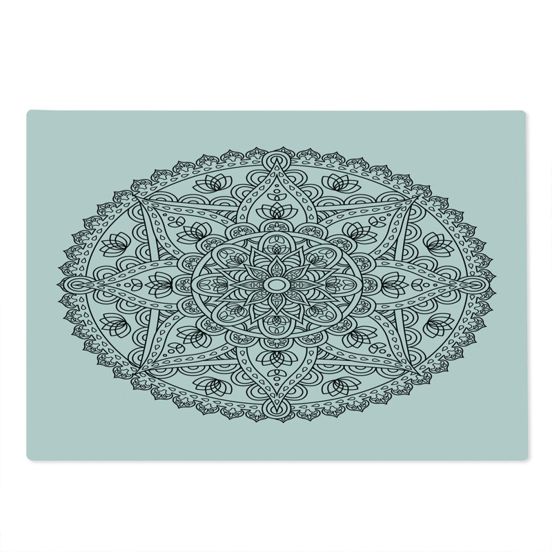 Planche à découper Ambesonne Lotus grande taille ronde motif bohème gris blanc