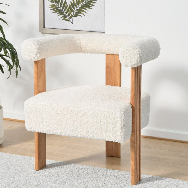 Fauteuil demi-tonneau Mid-Century moderne en velours blanc crème - Des sièges élégants et confortables pour n'importe quelle pièce