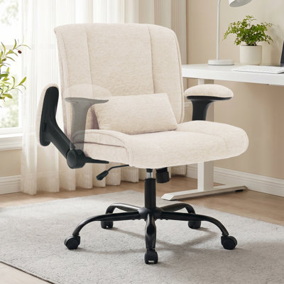  Chaise de bureau moderne avec accoudoirs rabattables, support lombaire pour bureau à domicile, chambre à coucher