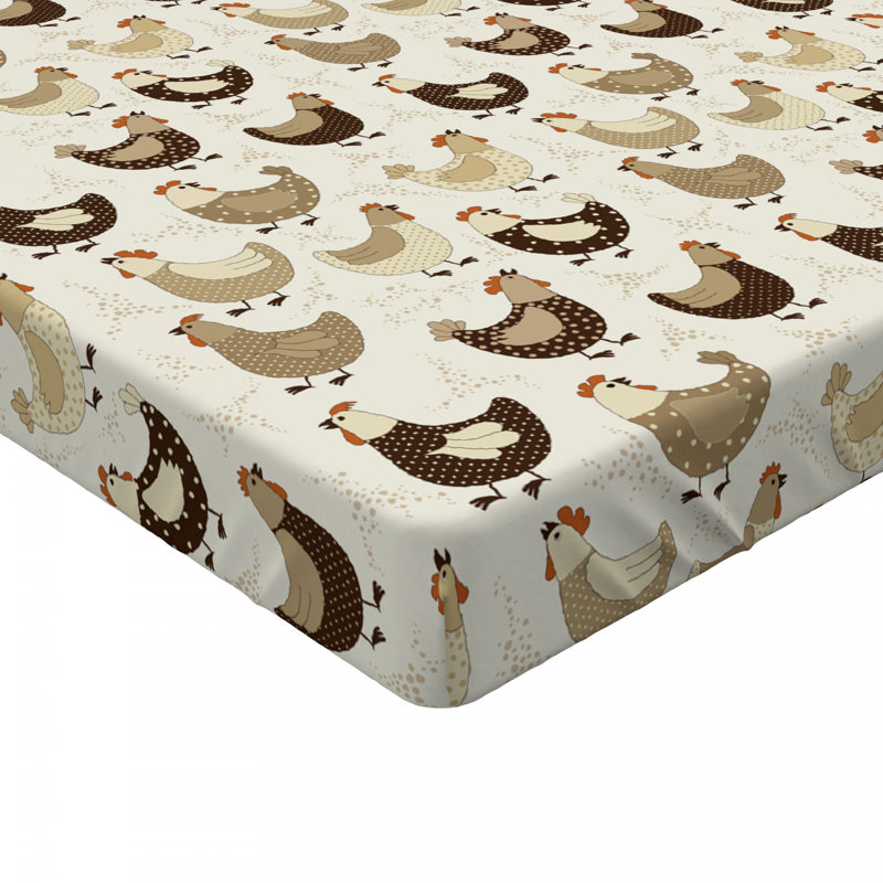 Chicken Animal print Microfibre Jersey Knit Fitted Sheet, European Kingsize (160 x 200cm)