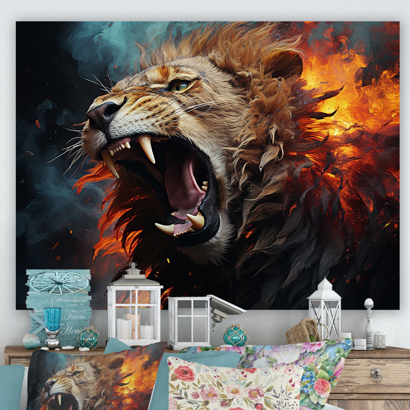 Lions Roaring Echoes I On Canvas Print, 24" H x 32" W x 1" D, Wrapped Canvas
