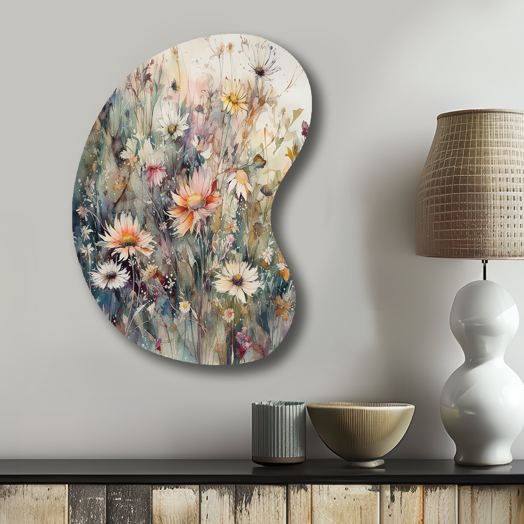 Design Art Orange Green Daisy Tranquility Daisy Boom Shape Irregular