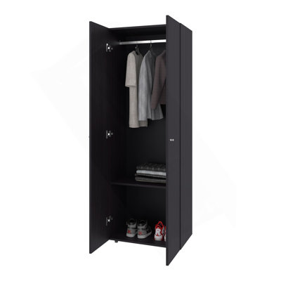 Armoire H 66,9 po, 2 portes, 2 tablettes, wengé noir - Chambre