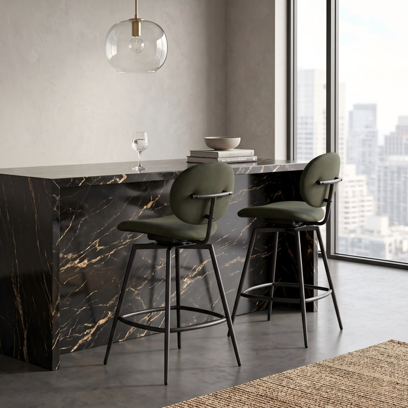 Modern Swivel Bar Stool, Green