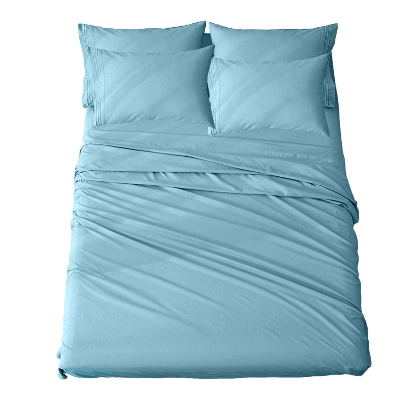 Sheet Set, King Sheet Set + Fitted Sheet + 2 Pillowcases, Blue