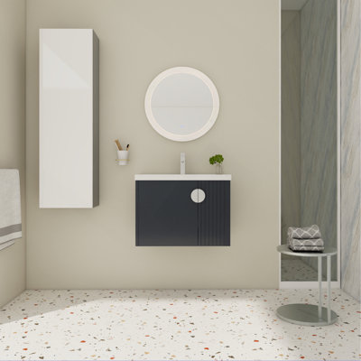 28 Inch Bathroom Vanity With Ceramic Sink, For Small Bathroom, Bathroom Vanity With Soft Close Door