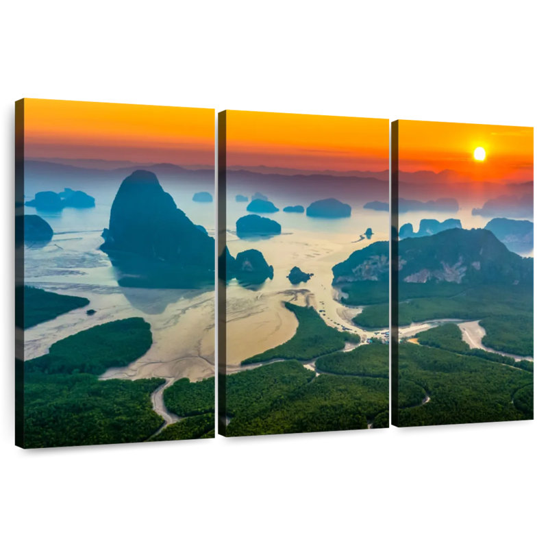 Lever du soleil sur la baie de Rhang Phang Nga, H 20 po x l 33 po