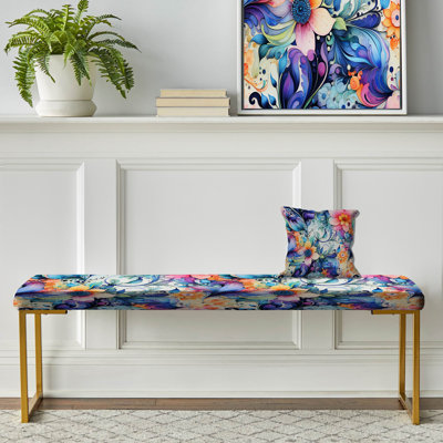 Watercolor Delight - motif cachemire - banc rembourré or cachemire