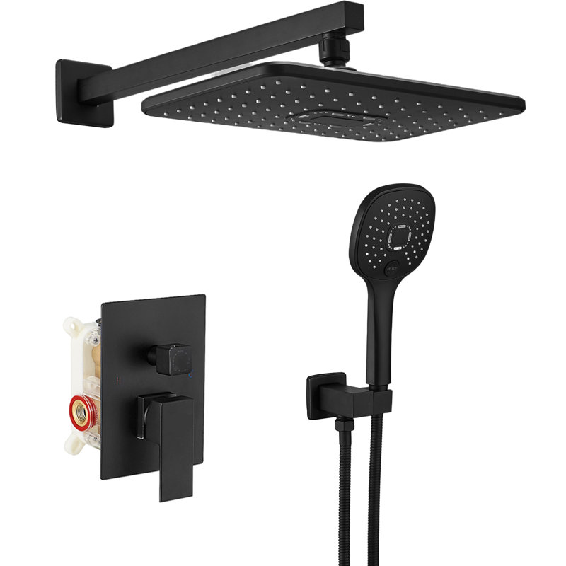 Matte Black Dual Head Rain Shower System with Handheld