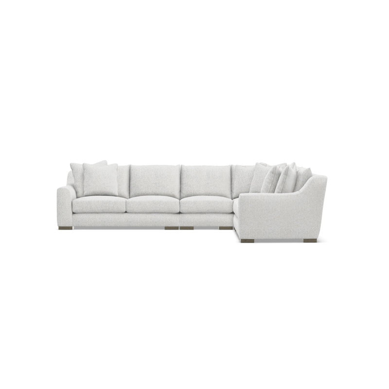 Gabi 5-Piece Fabric Sectional, 35" H x  140" W x 110" D, White Polyester, Right Hand Facing