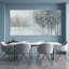 Décoration murale grise et bleue arbre de vie, grande décoration murale nature pour chambre à coucher, bureau ou salle à manger, Cuadros Para Comedor Elegantes Y Modernos, 24 po x 48 po